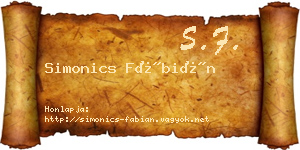 Simonics Fábián névjegykártya
